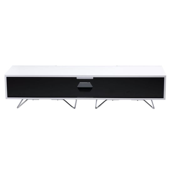Chroma Large High Gloss TV Stand With Steel Frame In White_3