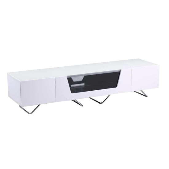 Product photograph of Chroma Large High Gloss Tv Stand With Steel Frame In White from Furniture in Fashion