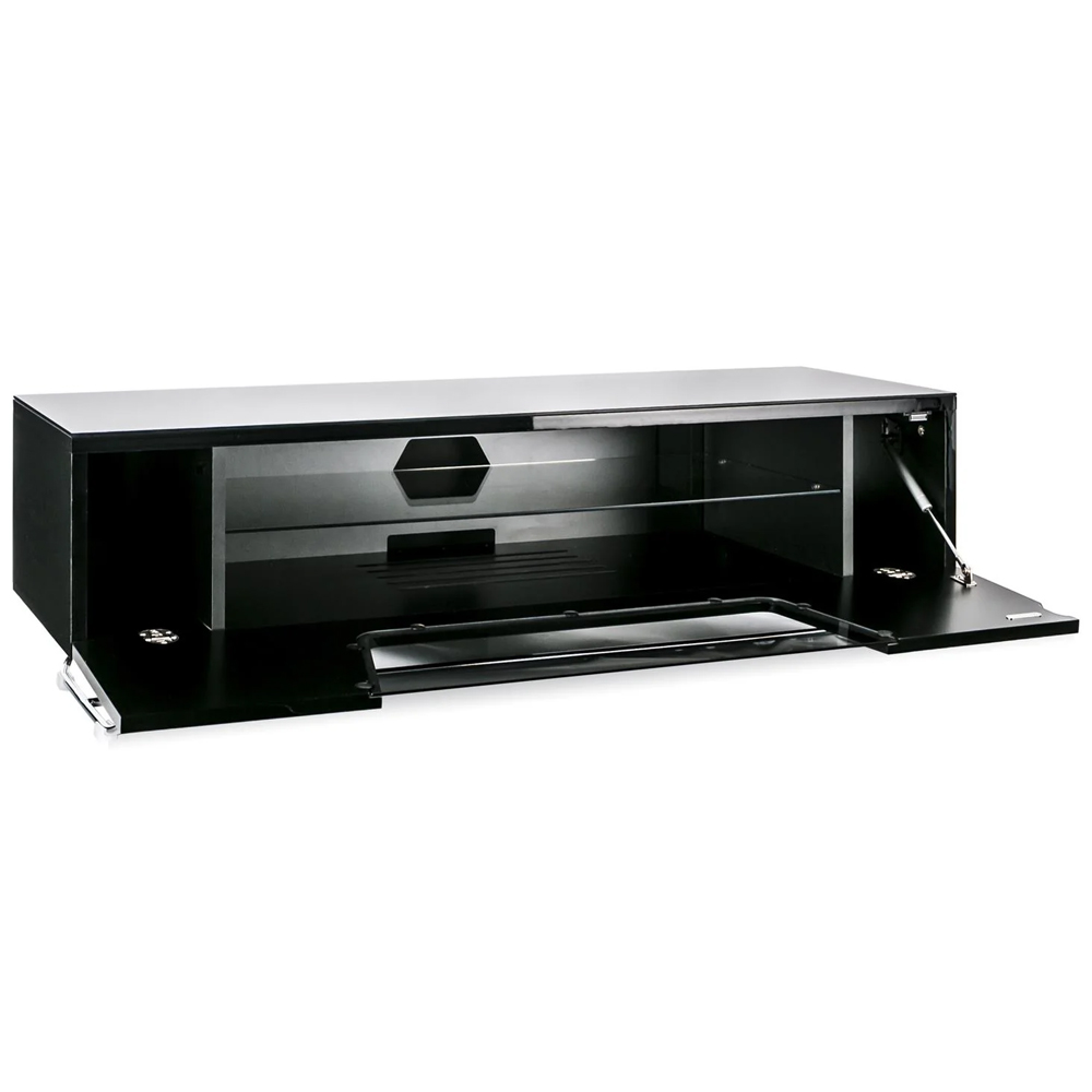 Chroma Medium High Gloss TV Stand With 1 Flip Glass Door In Black