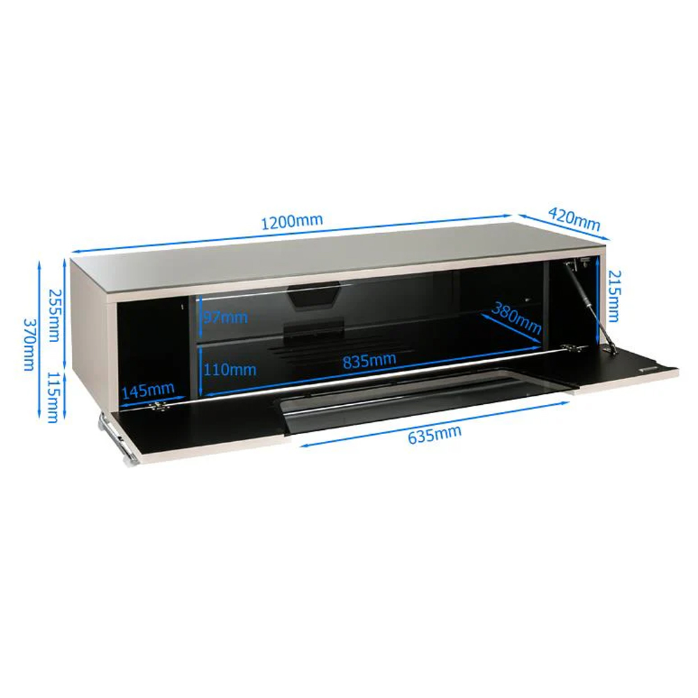 Chroma Medium High Gloss TV Stand With 1 Flip Glass Door In Black