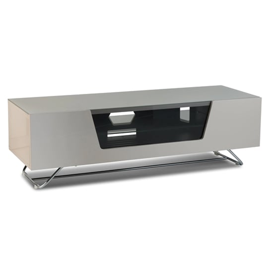 Read more about Chroma medium high gloss tv stand with steel frame in ivory