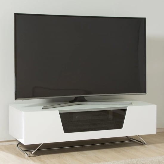 Chroma Medium High Gloss TV Stand With Steel Frame In White