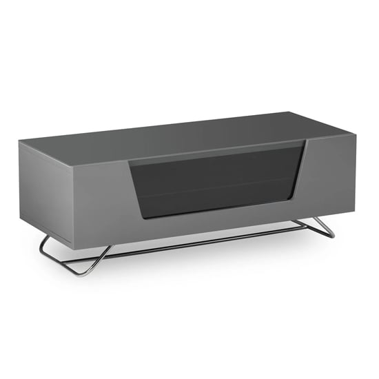 Chroma Small High Gloss TV Stand With Steel Frame In Black_2