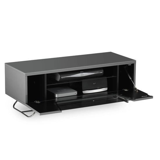 Chroma Small High Gloss TV Stand With Steel Frame In Black_4