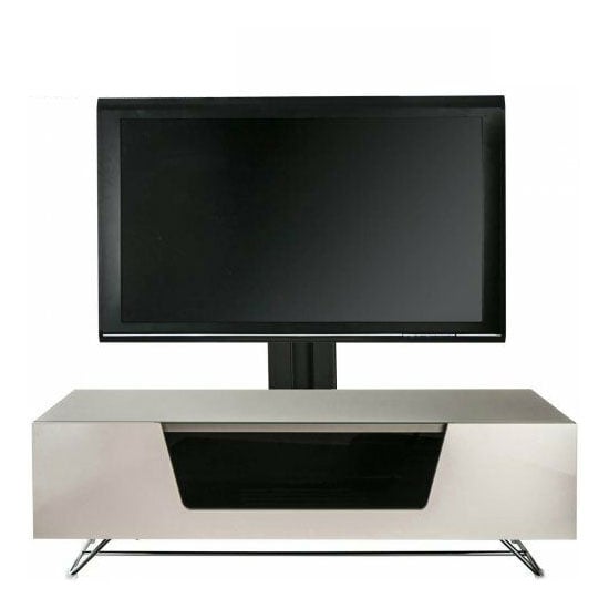 Product photograph of Clutton Tv Stand In Ivory With Bracket And Chrome Base from Furniture in Fashion