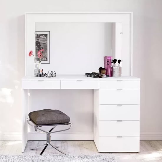 Product photograph of Chula Wooden Dressing Table With Mirror In White from Furniture in Fashion