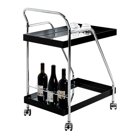 Chulavista Metal Drinks And Serving Trolley In Chrome And Black