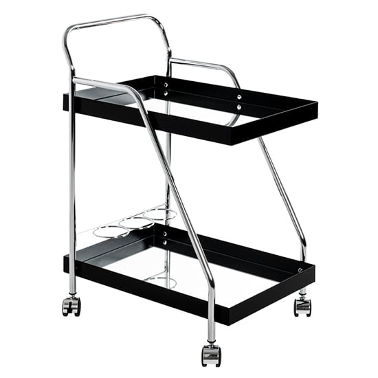 Chulavista Metal Drinks And Serving Trolley In Chrome And Black