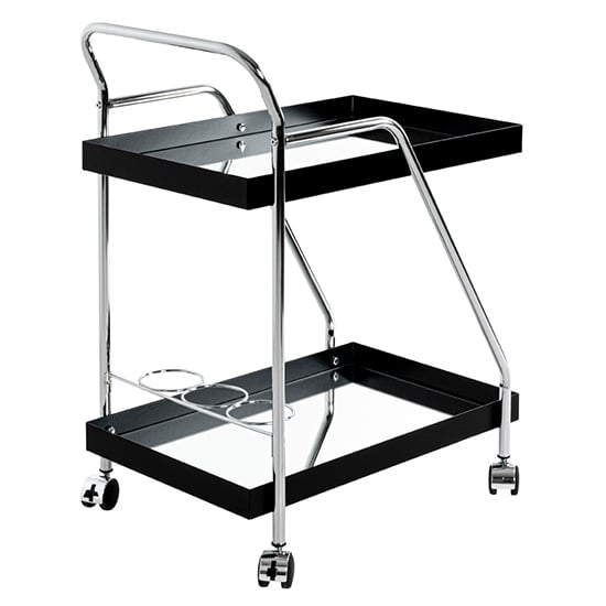 Chulavista Metal Drinks And Serving Trolley In Chrome And Black