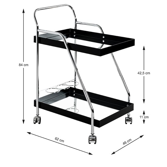 Chulavista Metal Drinks And Serving Trolley In Chrome And Black