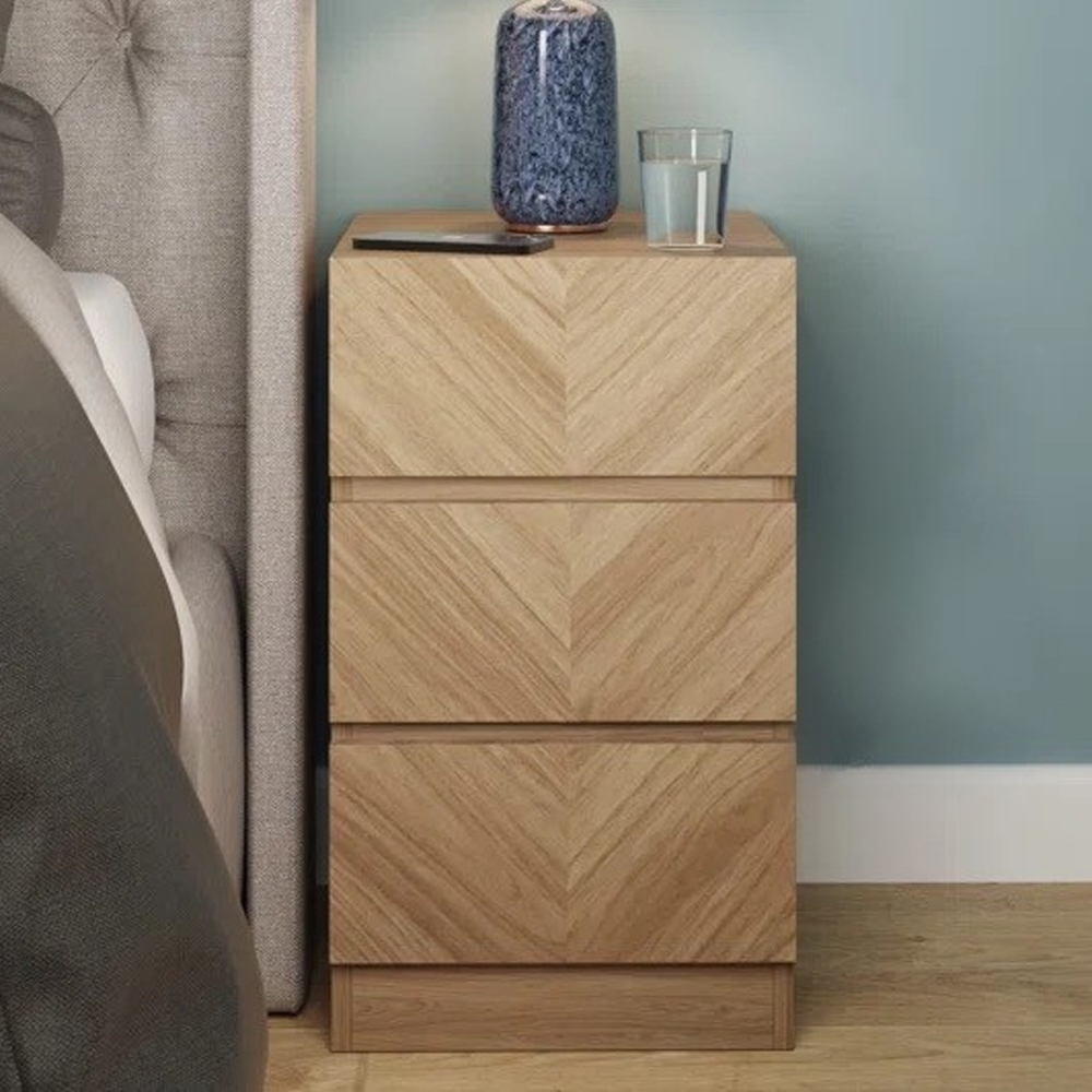 Ciana Euro Oak Wooden Bedside Cabinets In Pair