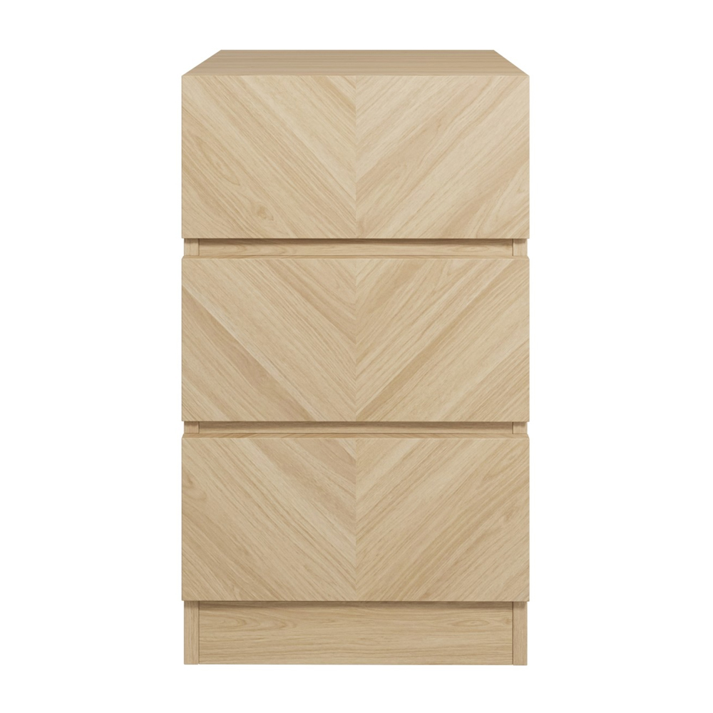 Ciana Wooden Bedside Cabinet With 3 Drawers In Euro Oak