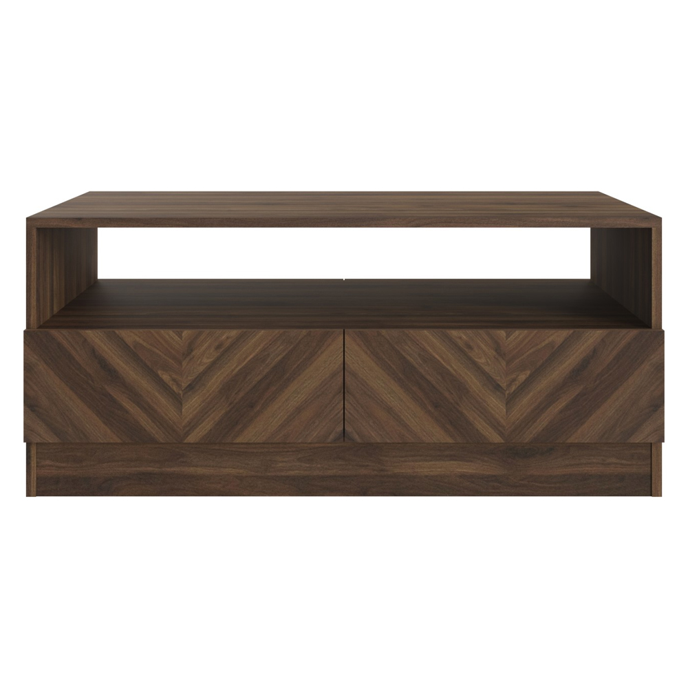 Ciana Wooden Coffee Table With 2 Drawers In Royal Walnut