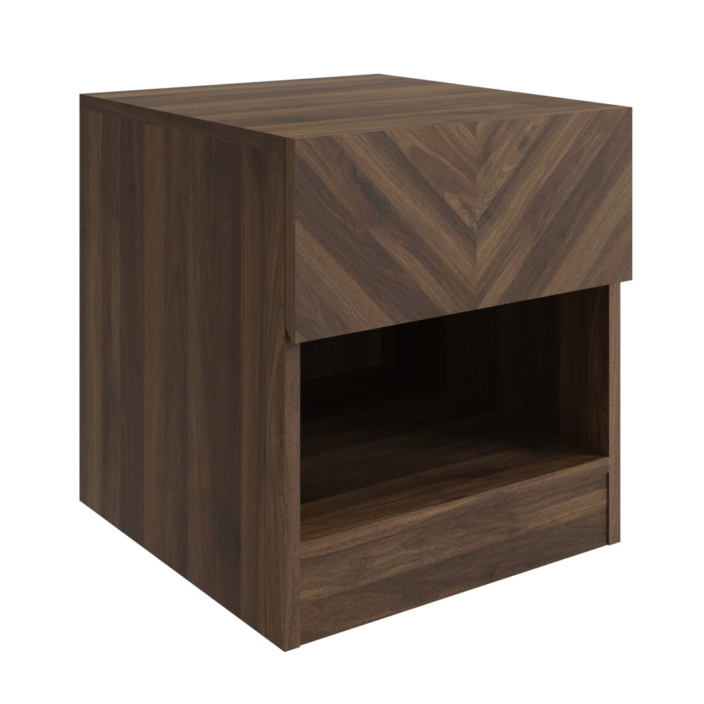 Ciana Wooden Lamp Table With 1 Drawer In Royal Walnut