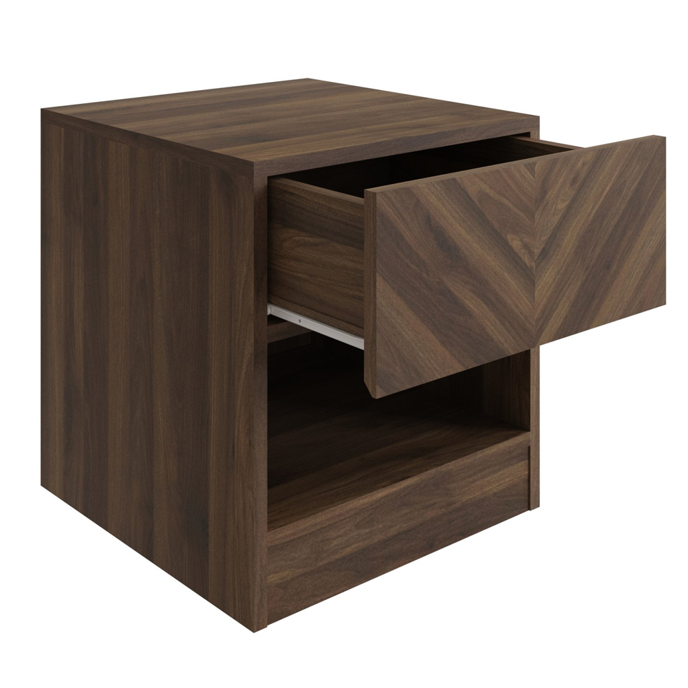 Ciana Wooden Lamp Table With 1 Drawer In Royal Walnut