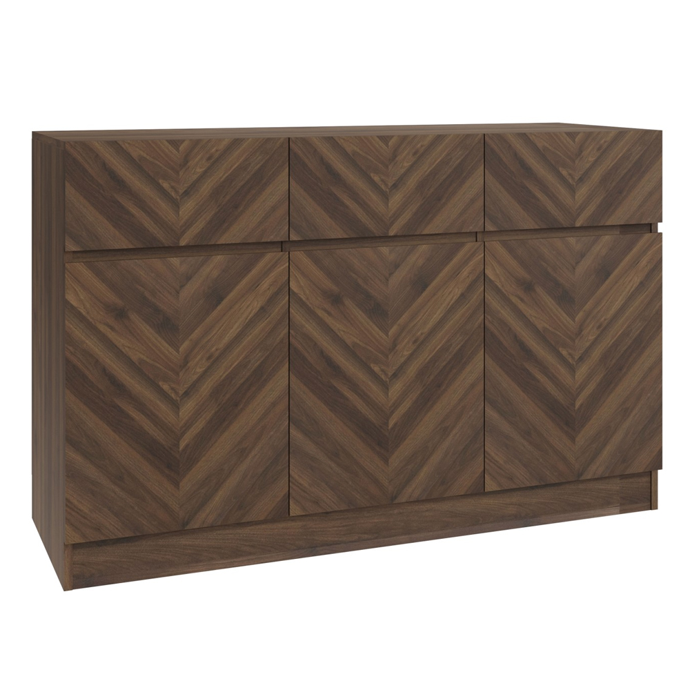 Ciana Wooden Sideboard With 3 Doors 3 Drawers In Royal Walnut