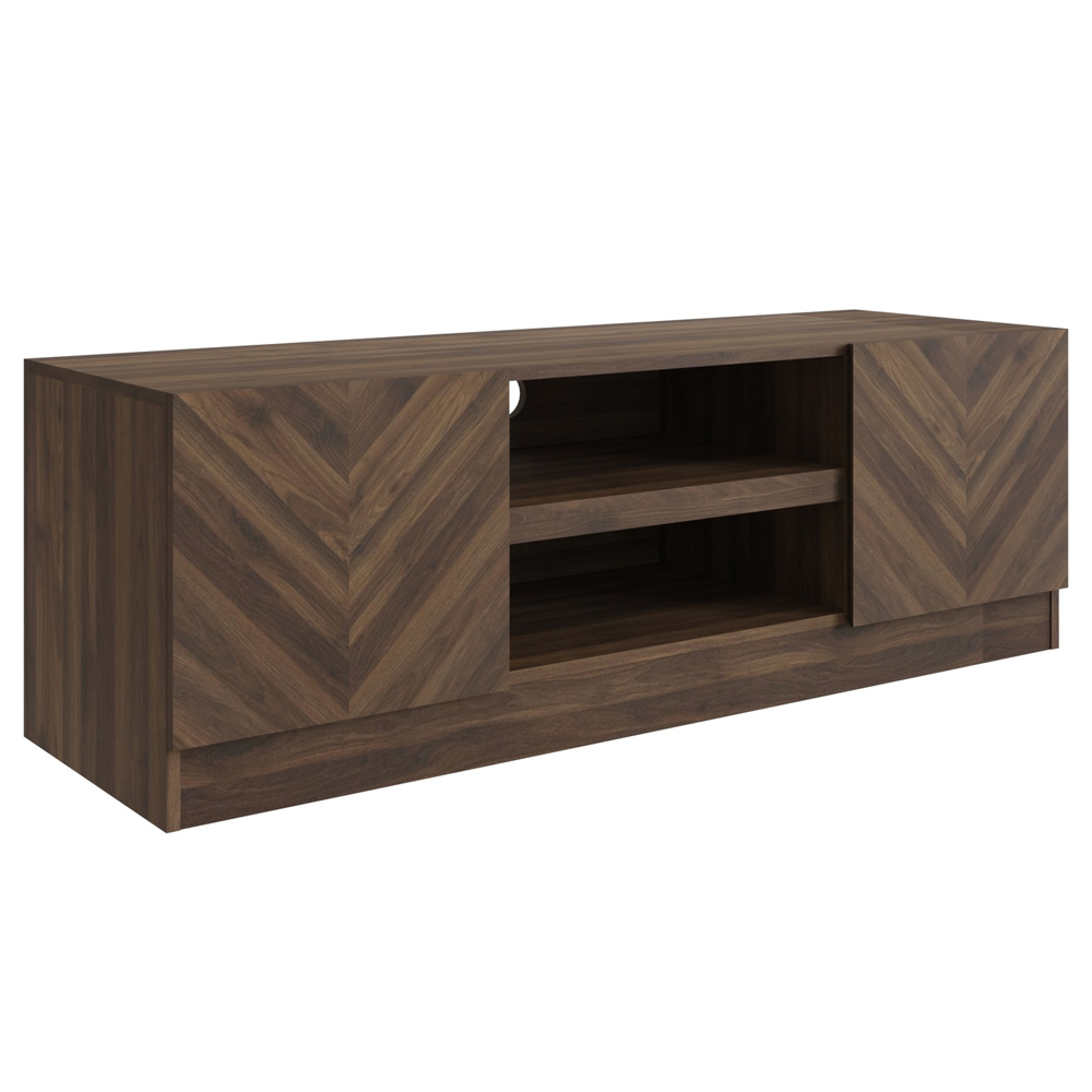 Ciana Wooden TV Stand With 2 Doors In Royal Walnut