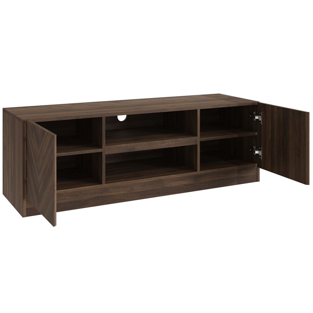 Ciana Wooden TV Stand With 2 Doors In Royal Walnut