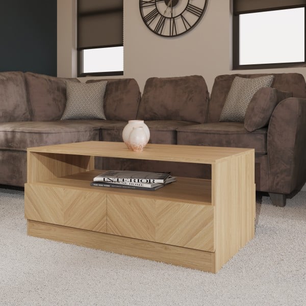 Product photograph of Cianna Wooden Coffee Table In Euro Oak from Furniture in Fashion
