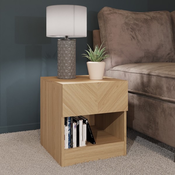 Read more about Cianna wooden lamp table with 1 drawer in euro oak