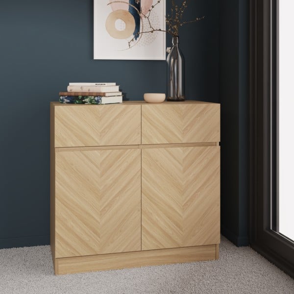 Product photograph of Cianna Wooden Sideboard With 2 Doors 2 Drawers In Euro Oak from Furniture in Fashion