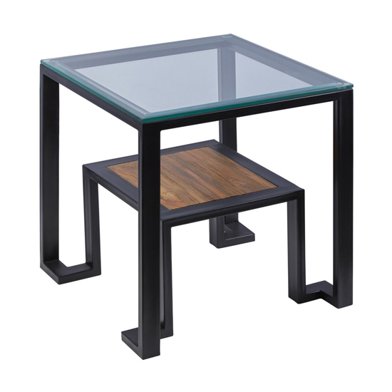 Ciao Clear Glass Side Table With Black Metal Frame