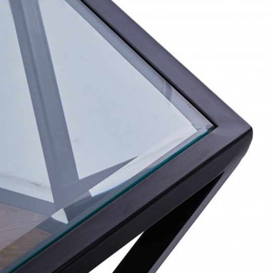 Ciao Clear Glass Top Pentagon Coffee Table With Black Metal Base