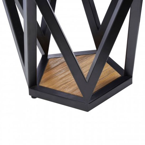Ciao Clear Glass Top Pentagon Side Table With Black Metal Base