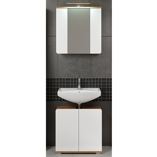 Product photograph of Ciara Led White Gloss Bathroom Furniture Set 7 In Artisan Oak from Furniture in Fashion