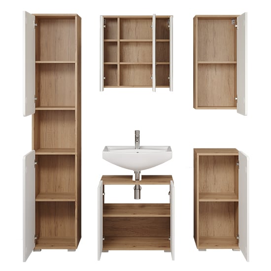 Ciara White Gloss Bathroom Furniture Set 1 In Artisan Oak_5