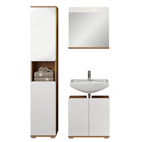 Ciara White Gloss Bathroom Furniture Set 3 In Artisan Oak_2
