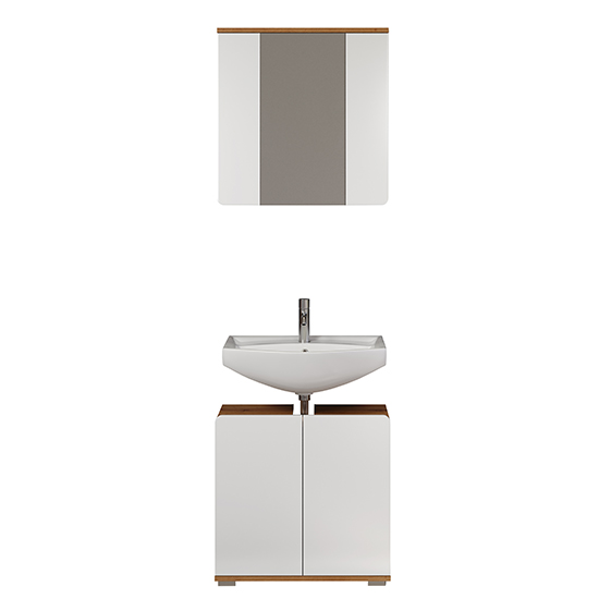 Ciara White Gloss Bathroom Furniture Set 6 In Artisan Oak Furniture