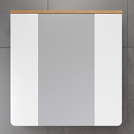 Ciara White Gloss Mirrored Bathroom Cabinet In Artisan Oak_1