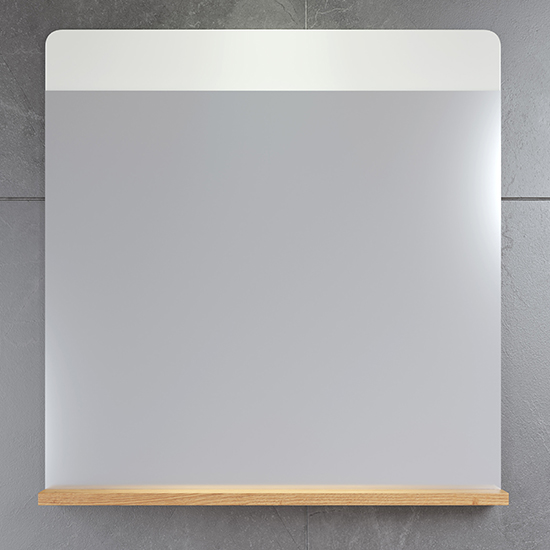 Product photograph of Ciara White Gloss Wall Bathroom Mirror In Artisan Oak from Furniture in Fashion