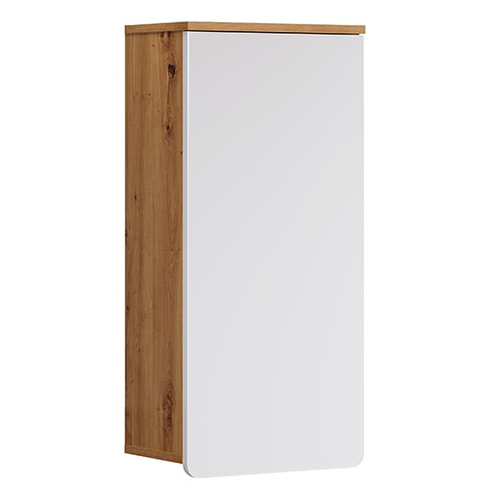 Ciara White Gloss Wall Bathroom Storage Cabinet In Artisan Oak_4