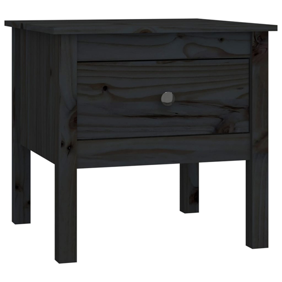 Ciella Pine Wood Side Table With 1 Drawer In Black
