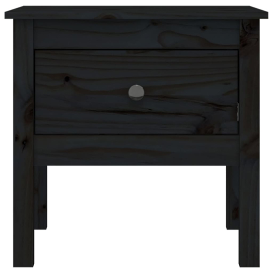 Ciella Pine Wood Side Table With 1 Drawer In Black