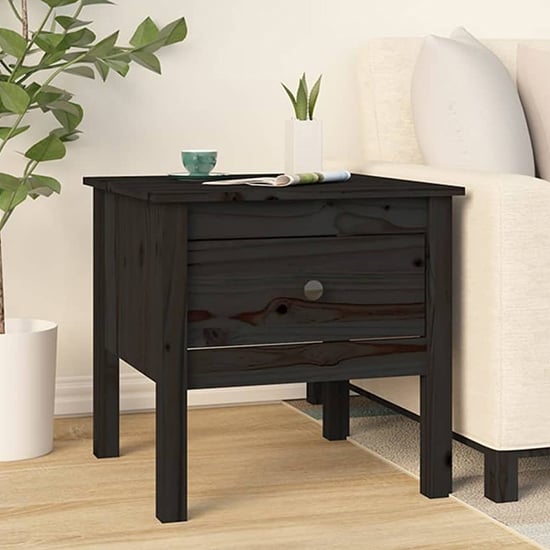 Product photograph of Ciella Pine Wood Side Table With 1 Drawer In Black from Furniture in Fashion