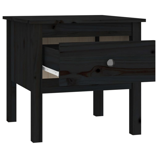 Ciella Pine Wood Side Table With 1 Drawer In Black