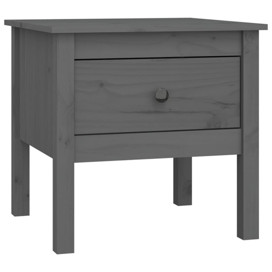 Ciella Pine Wood Side Table With 1 Drawer In Grey
