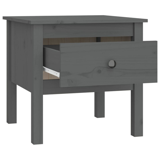 Ciella Pine Wood Side Table With 1 Drawer In Grey