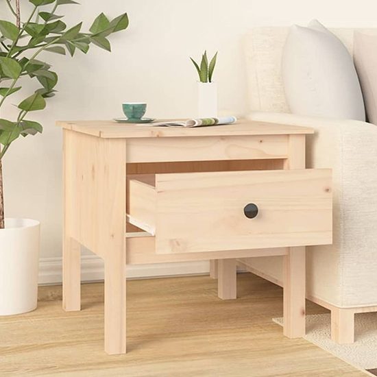Ciella Pine Wood Side Table With 1 Drawer In Natural