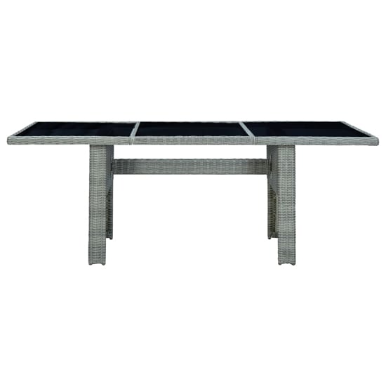 Cielo Garden Glass Top Dining Table In Light Grey Poly Rattan