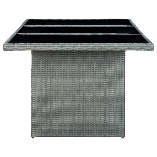 Cielo Garden Glass Top Dining Table In Light Grey Poly Rattan