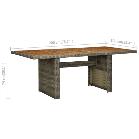 Cielo Garden Wooden Dining Table In Brown Poly Rattan