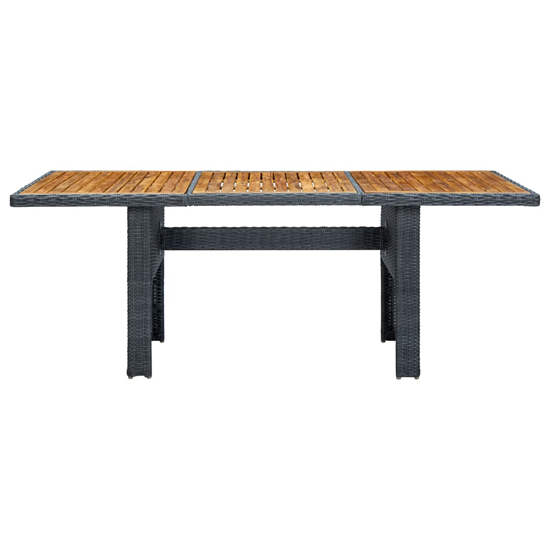 Cielo Garden Wooden Dining Table In Dark Grey Poly Rattan