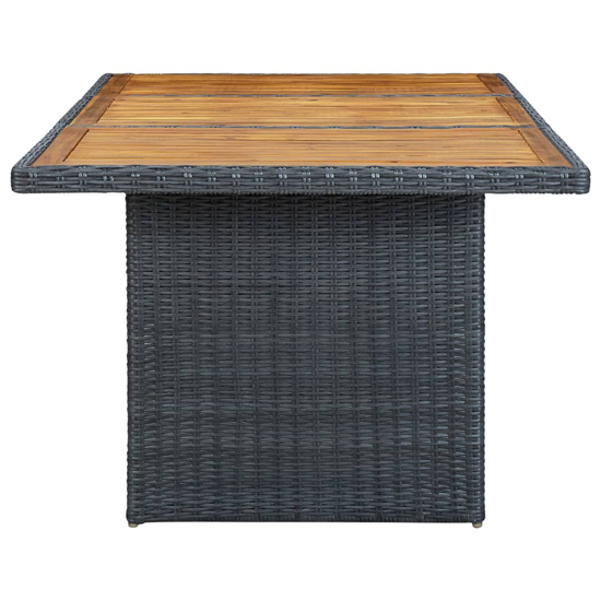 Cielo Garden Wooden Dining Table In Dark Grey Poly Rattan