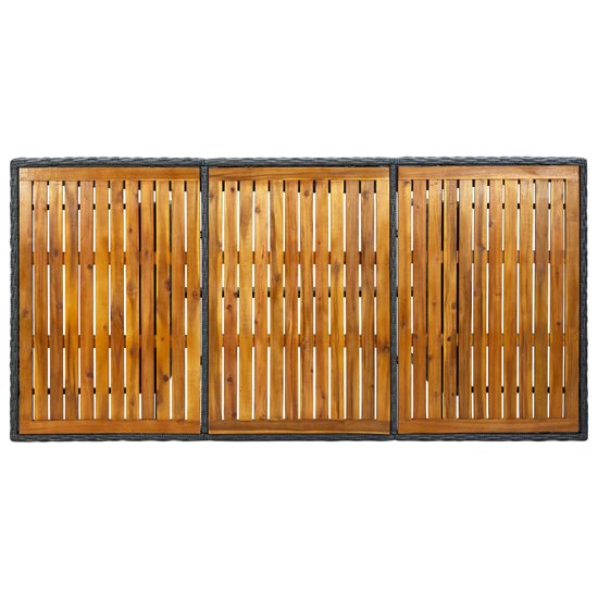 Cielo Garden Wooden Dining Table In Dark Grey Poly Rattan