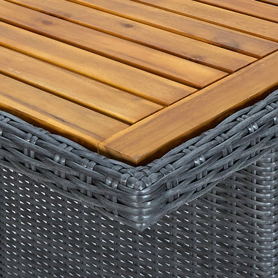 Cielo Garden Wooden Dining Table In Dark Grey Poly Rattan