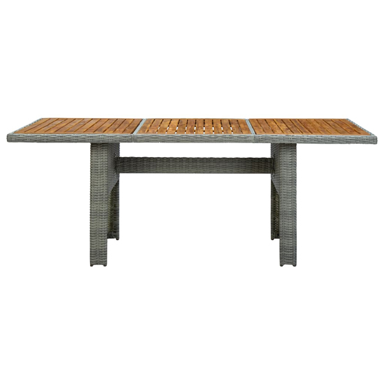 Cielo Garden Wooden Dining Table In Light Grey Poly Rattan